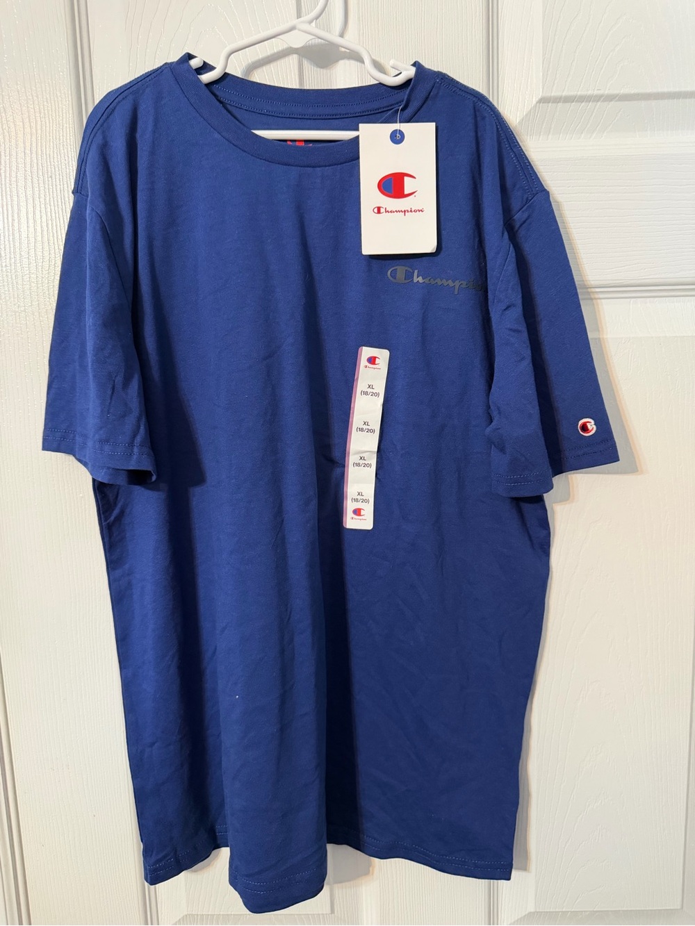 Champion Short-Sleeve Tee in Royal Blue with Logo Tag